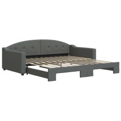 Lit de jour avec gigogne sans matelas gris foncé 100x200 cm 