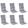 Coussins de chaise à dossier haut lot de 6 carreaux gris 