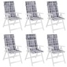 Coussins de chaise à dossier haut lot de 6 carreaux gris 