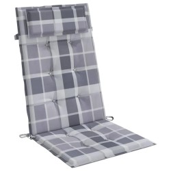 Coussins de chaise à dossier haut lot de 6 carreaux gris 