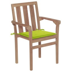 Chaises de jardin lot de 2 avec coussins vert vif Bois de teck 