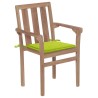 Chaises de jardin lot de 2 avec coussins vert vif Bois de teck 