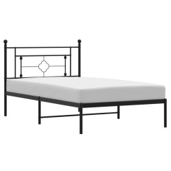 Cadre de lit métal sans matelas avec tête de lit noir 107x203cm 