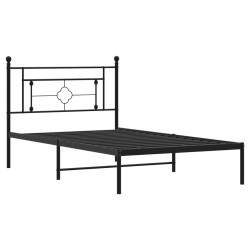 Cadre de lit métal sans matelas avec tête de lit noir 107x203cm 