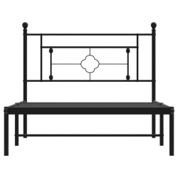 Cadre de lit métal sans matelas avec tête de lit noir 107x203cm 