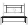 Cadre de lit métal sans matelas avec tête de lit noir 107x203cm 