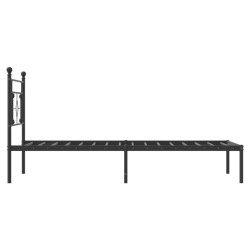 Cadre de lit métal sans matelas avec tête de lit noir 107x203cm 