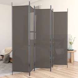 Cloison de séparation 5 panneaux Anthracite 250x220 cm Tissu 