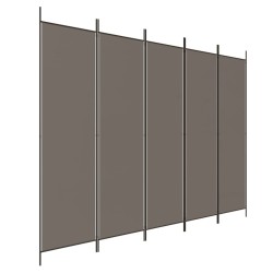 Cloison de séparation 5 panneaux Anthracite 250x220 cm Tissu 