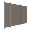 Cloison de séparation 5 panneaux Anthracite 250x220 cm Tissu 