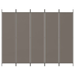 Cloison de séparation 5 panneaux Anthracite 250x220 cm Tissu 