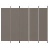 Cloison de séparation 5 panneaux Anthracite 250x220 cm Tissu 