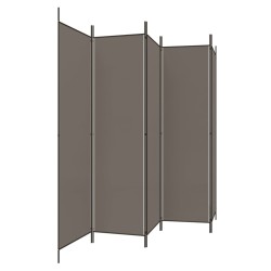 Cloison de séparation 5 panneaux Anthracite 250x220 cm Tissu 