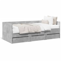 Lit de jour avec tiroirs sans matelas gris béton 100x200 cm 