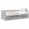 Lit de jour avec tiroirs sans matelas gris béton 100x200 cm 