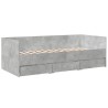 Lit de jour avec tiroirs sans matelas gris béton 100x200 cm 