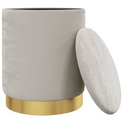 Tabouret de rangement rond Gris clair Velours 