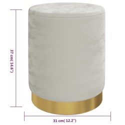 Tabouret de rangement rond Gris clair Velours 