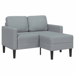 Canapé 2 places avec méridienne en L gris clair 125 cm tissu 