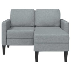 Canapé 2 places avec méridienne en L gris clair 125 cm tissu 