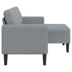 Canapé 2 places avec méridienne en L gris clair 125 cm tissu 