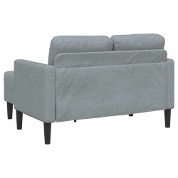 Canapé 2 places avec méridienne en L gris clair 125 cm tissu 