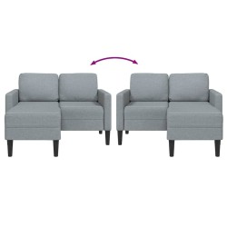 Canapé 2 places avec méridienne en L gris clair 125 cm tissu 