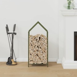 Portant de bois chauffage vert olive 40x25x90 cm 