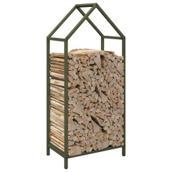 Portant de bois chauffage vert olive 40x25x90 cm 