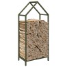 Portant de bois chauffage vert olive 40x25x90 cm 