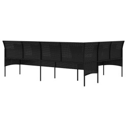Canapé de jardin en forme de L et coussins noir résine tressée 