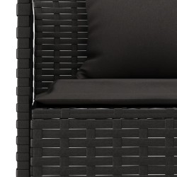 Canapé de jardin en forme de L et coussins noir résine tressée 