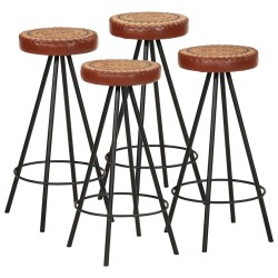 Tabourets de bar lot de 4 cuir véritable 