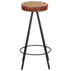 Tabourets de bar lot de 4 cuir véritable 
