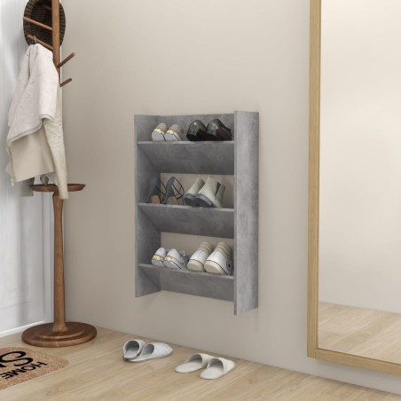 Armoire à chaussures murale Gris béton 60x18x90 cm Aggloméré 