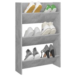 Armoire à chaussures murale Gris béton 60x18x90 cm Aggloméré 