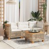 Canapé de jardin avec coussins 3 places beige résine tressée 