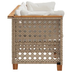 Canapé de jardin avec coussins 3 places beige résine tressée 