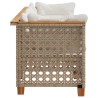 Canapé de jardin avec coussins 3 places beige résine tressée 