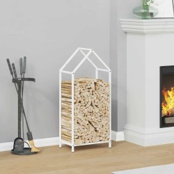 Portant de bois chauffage blanc 40x25x90 cm 