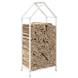 Portant de bois chauffage blanc 40x25x90 cm 