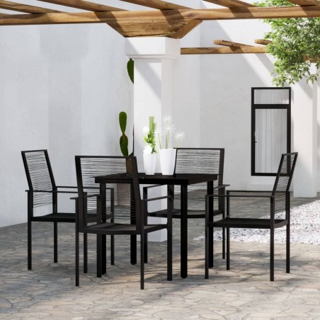 Ensemble à manger de jardin 5 pcs Noir 