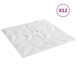 Panneaux muraux 12 pcs blanc 50x50 cm XPS 3 m² améthyste 