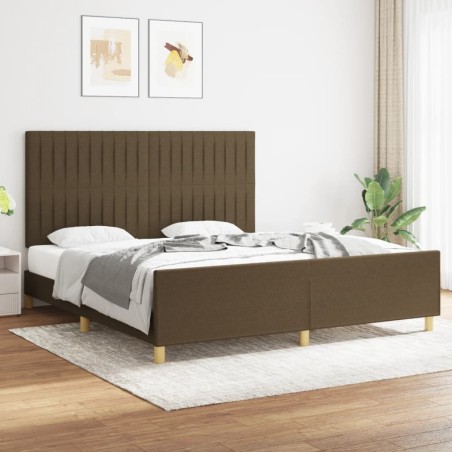 Cadre de lit sans matelas marron foncé 180x200 cm tissu 