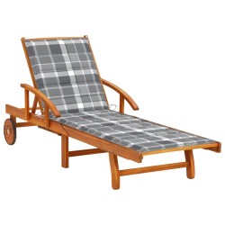 Chaise longue de jardin avec coussin Bois d'acacia solide 
