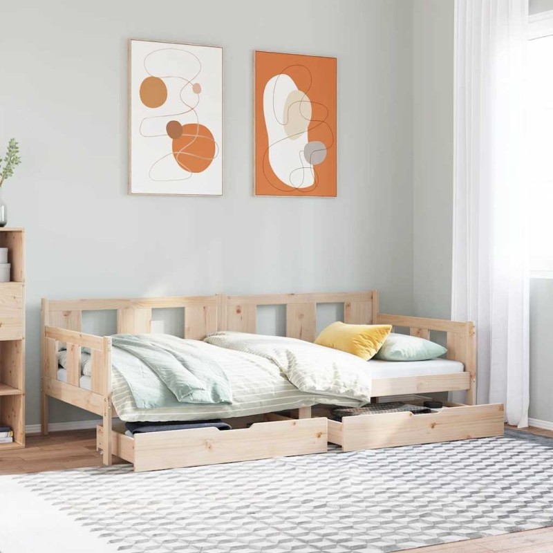 Lit de jour avec tiroirs sans matelas 80x200 cm bois massif 