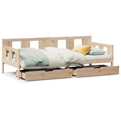 Lit de jour avec tiroirs sans matelas 80x200 cm bois massif 