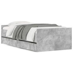 Cadre de lit avec tiroirs sans matelas gris béton 100x200 cm 