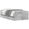 Cadre de lit avec tiroirs sans matelas gris béton 100x200 cm 