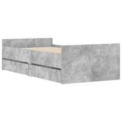 Cadre de lit avec tiroirs sans matelas gris béton 100x200 cm 
